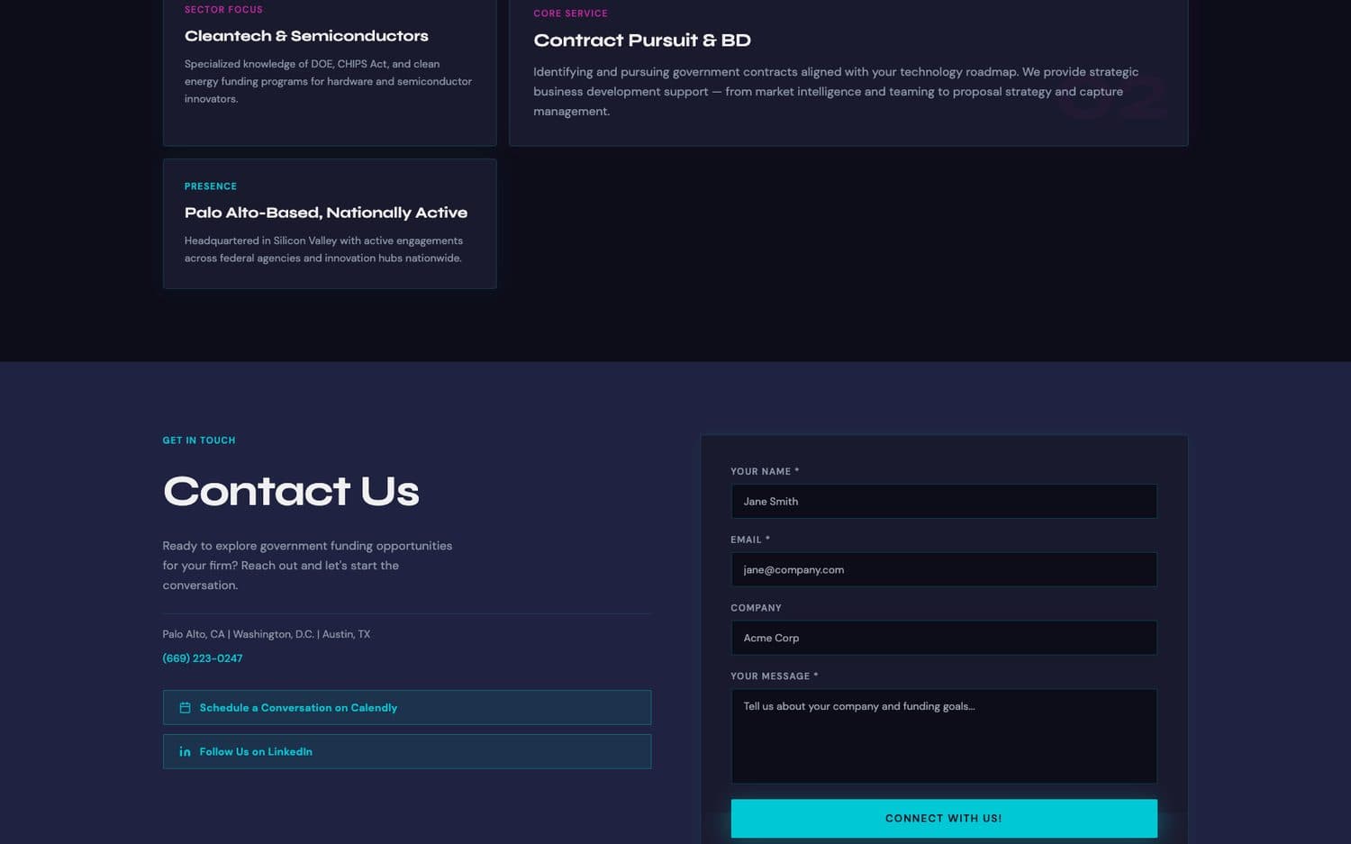 Aegis Creek — Core services & sector focus