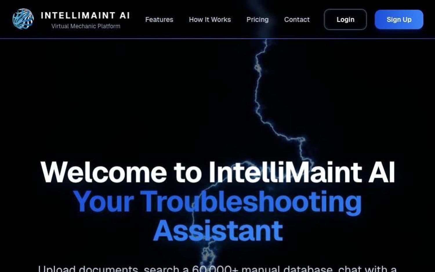 IntelliMaint AI — Hero · troubleshooting assistant
