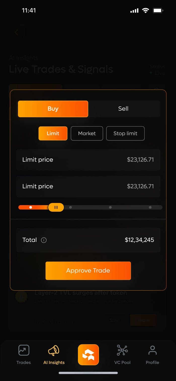 Quantiva HQ — Order ticket · limit / market / stop