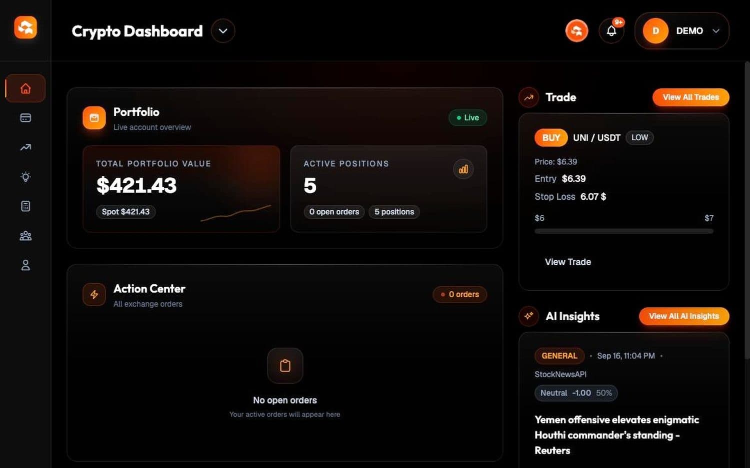 Quantiva HQ — Web · crypto dashboard