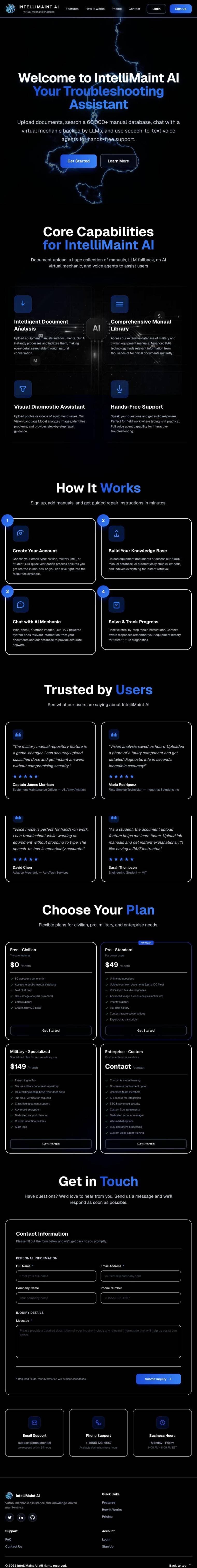 IntelliMaint AI full page