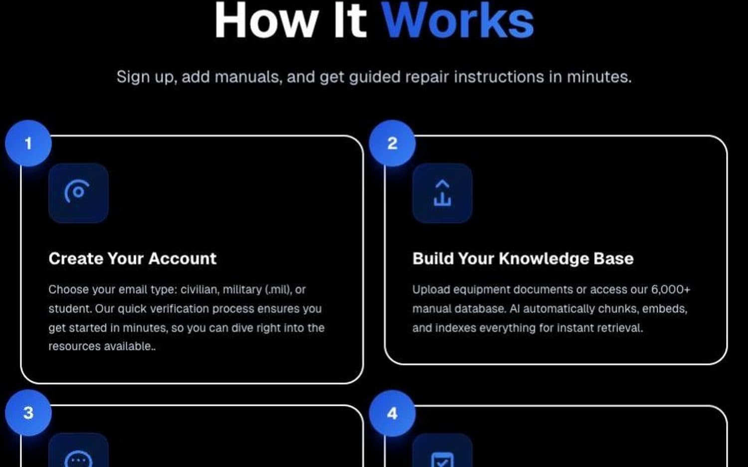 IntelliMaint AI — How it works · three steps