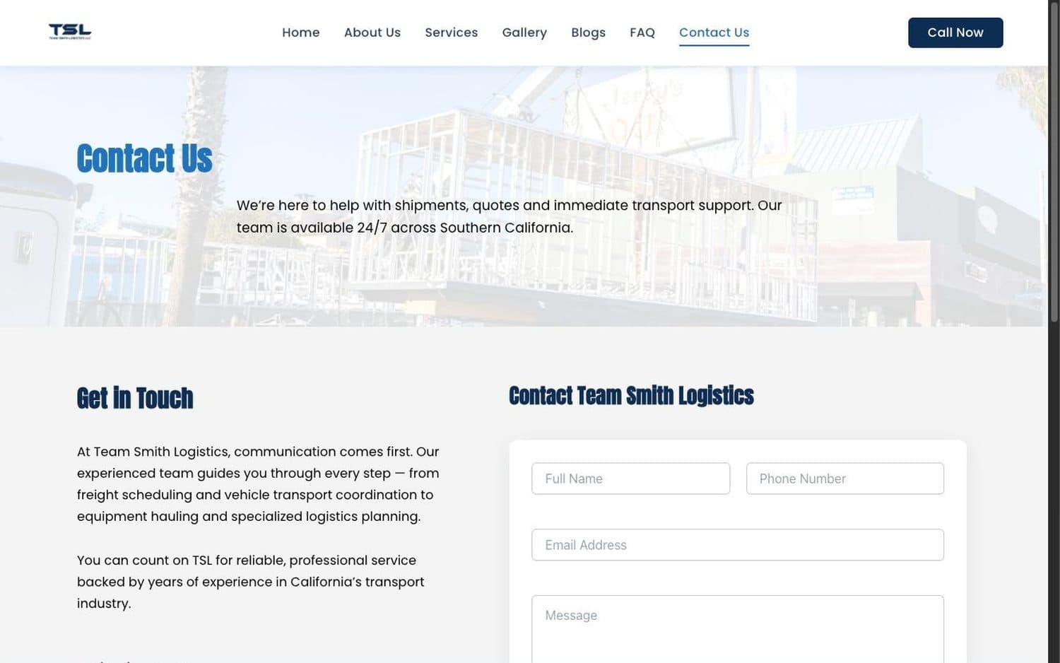 Team Smith Logistics — Contact
